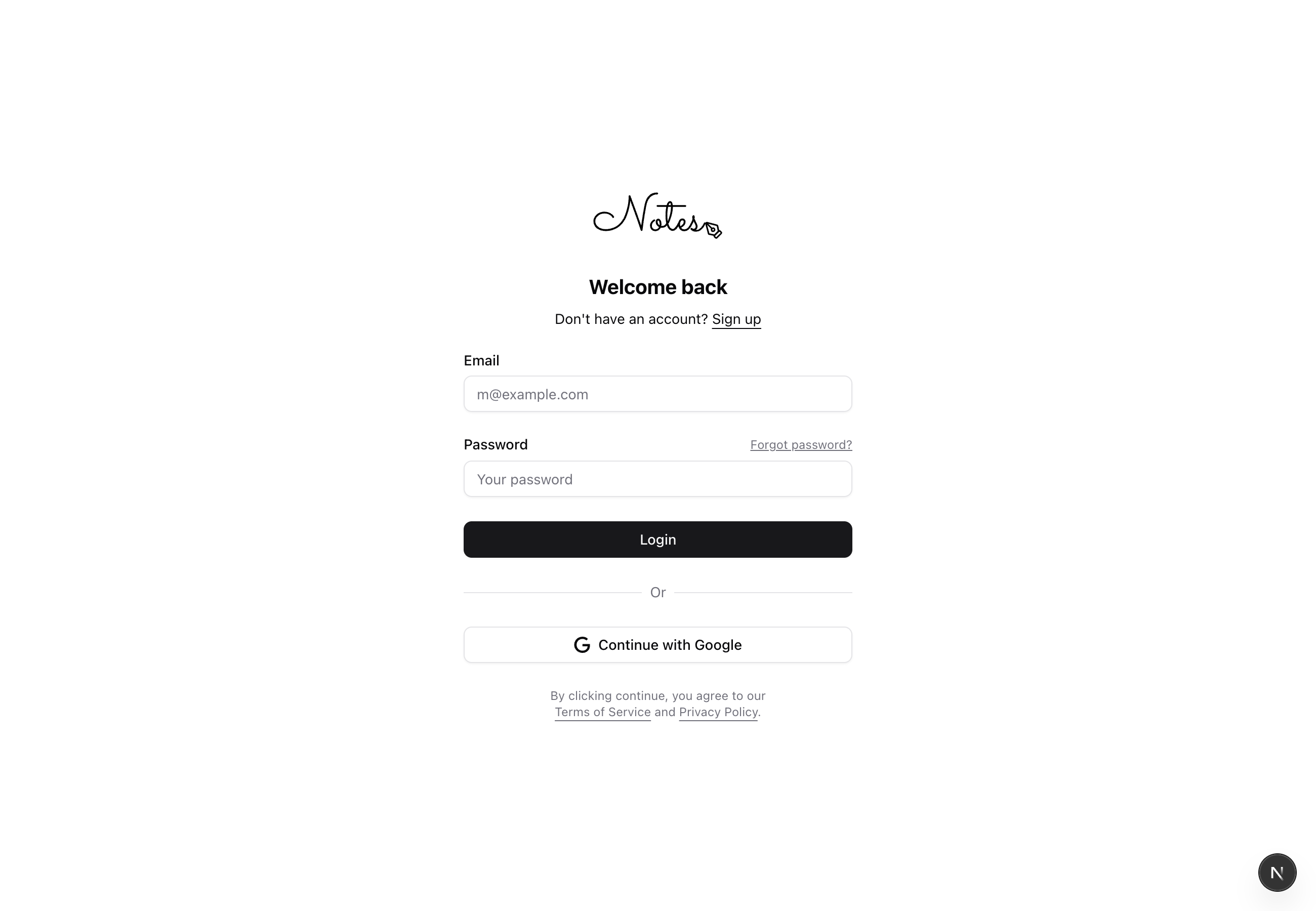 Login page of the dummy app